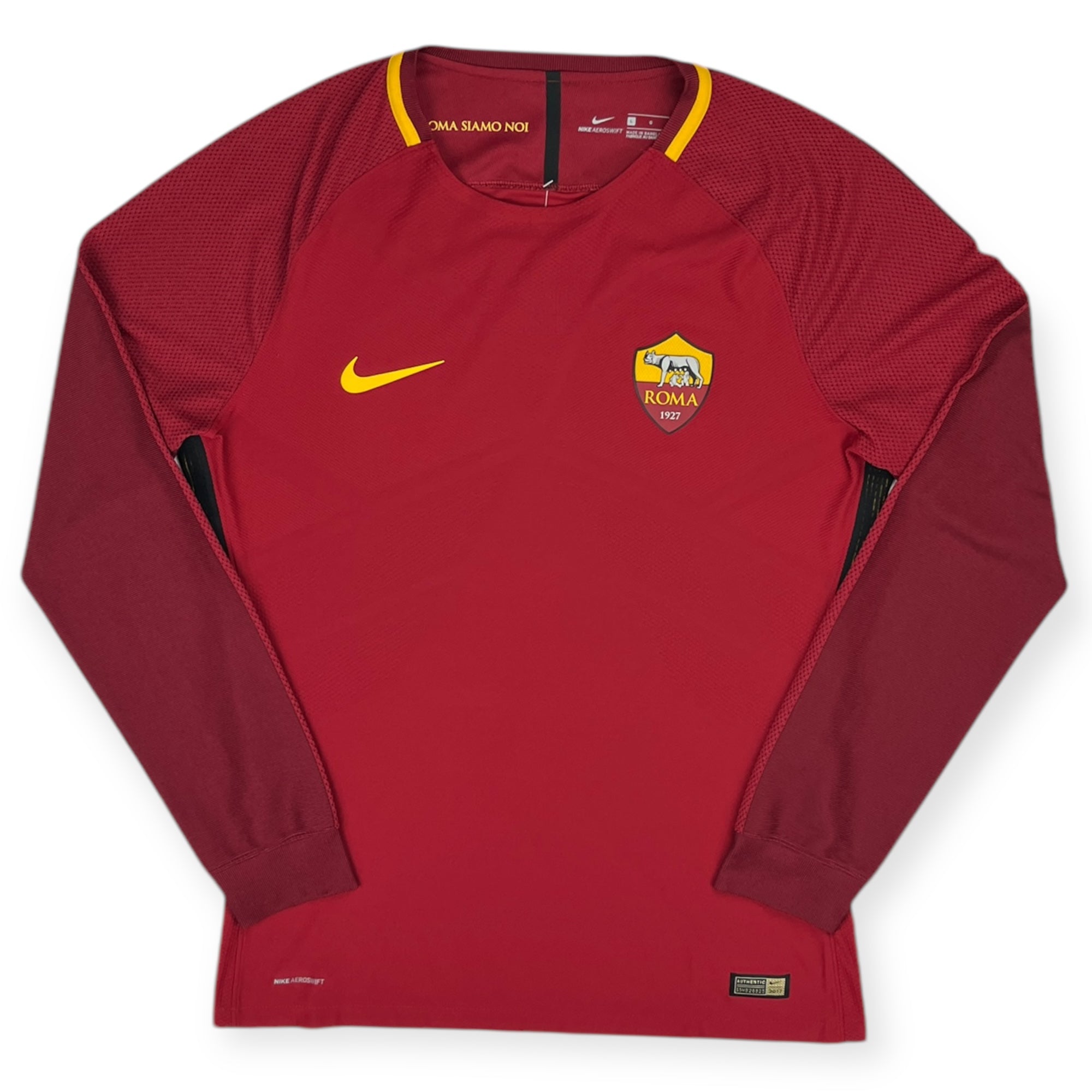 AS Roma 2017 Player Issue Home Shirt, L/S (L)